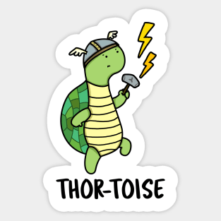 Thortoise Cute God Of Thunder Thor Tortoise Pun Sticker